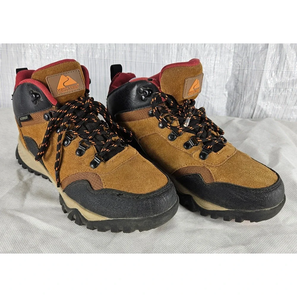 Ozark Trail Men's 7 Redlined Mid Hiker Waterproof Hiking Trail All-Terrain Boots